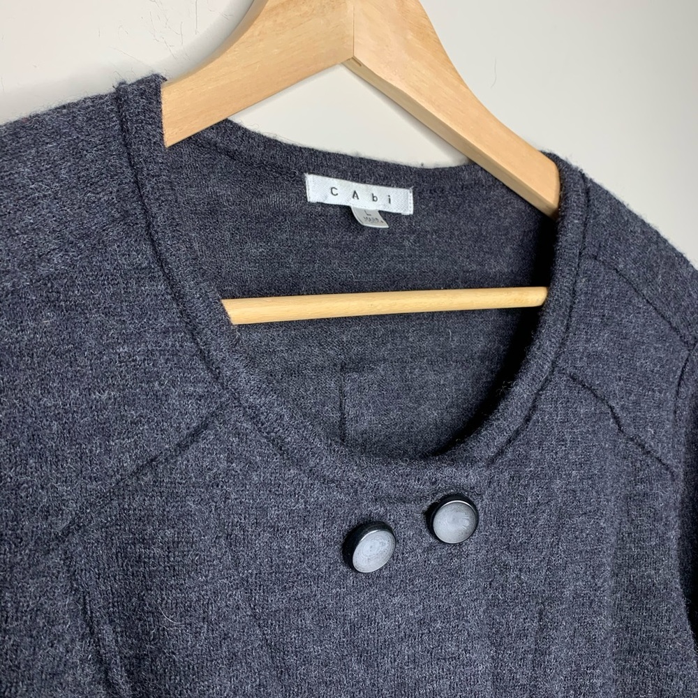 CABI My Fair Charcoal Wool Knit Sweater Jacket - Picture 9 of 10